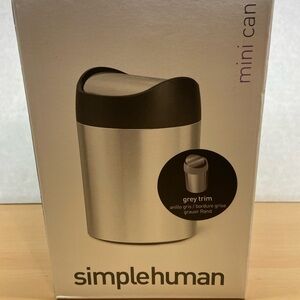 simplehuman Brushed Steel Mini Can with Grey Trim